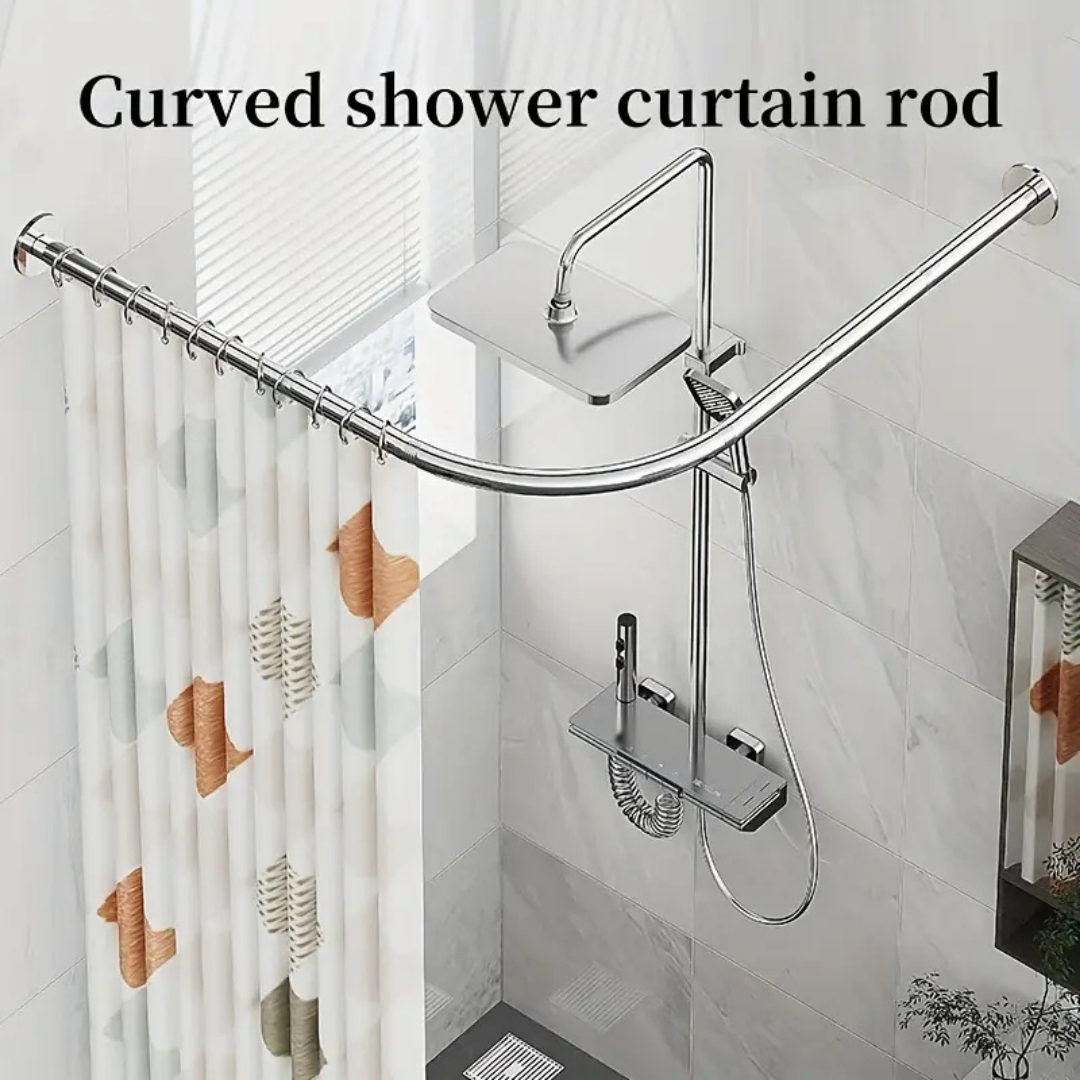 HOMERO Elegant L Shaped Adjustable Stainless Steel Corner Shower Curtain Rod