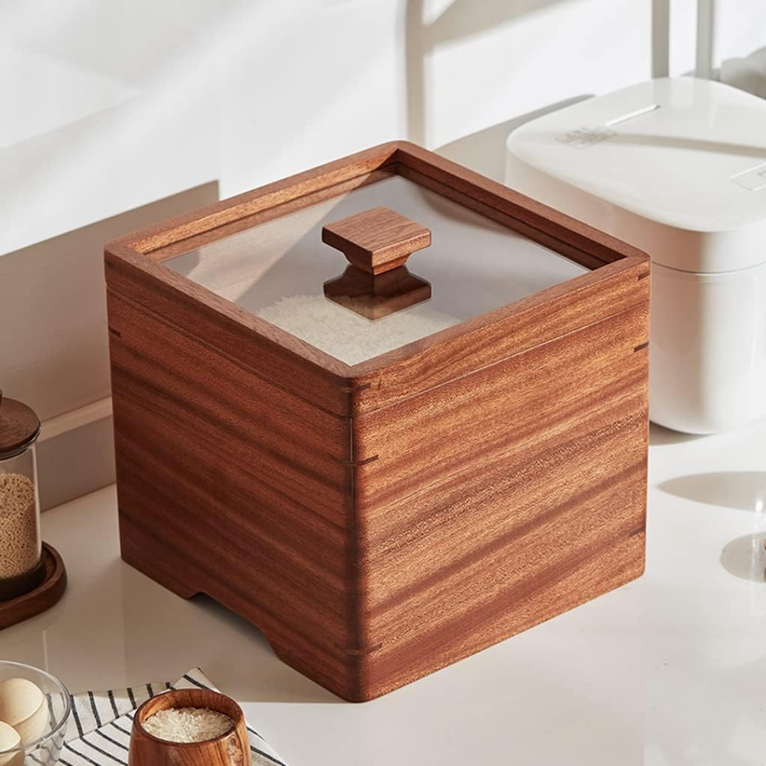 HOMERO Multiuse Wooden Airtight Cereal Container with Lid