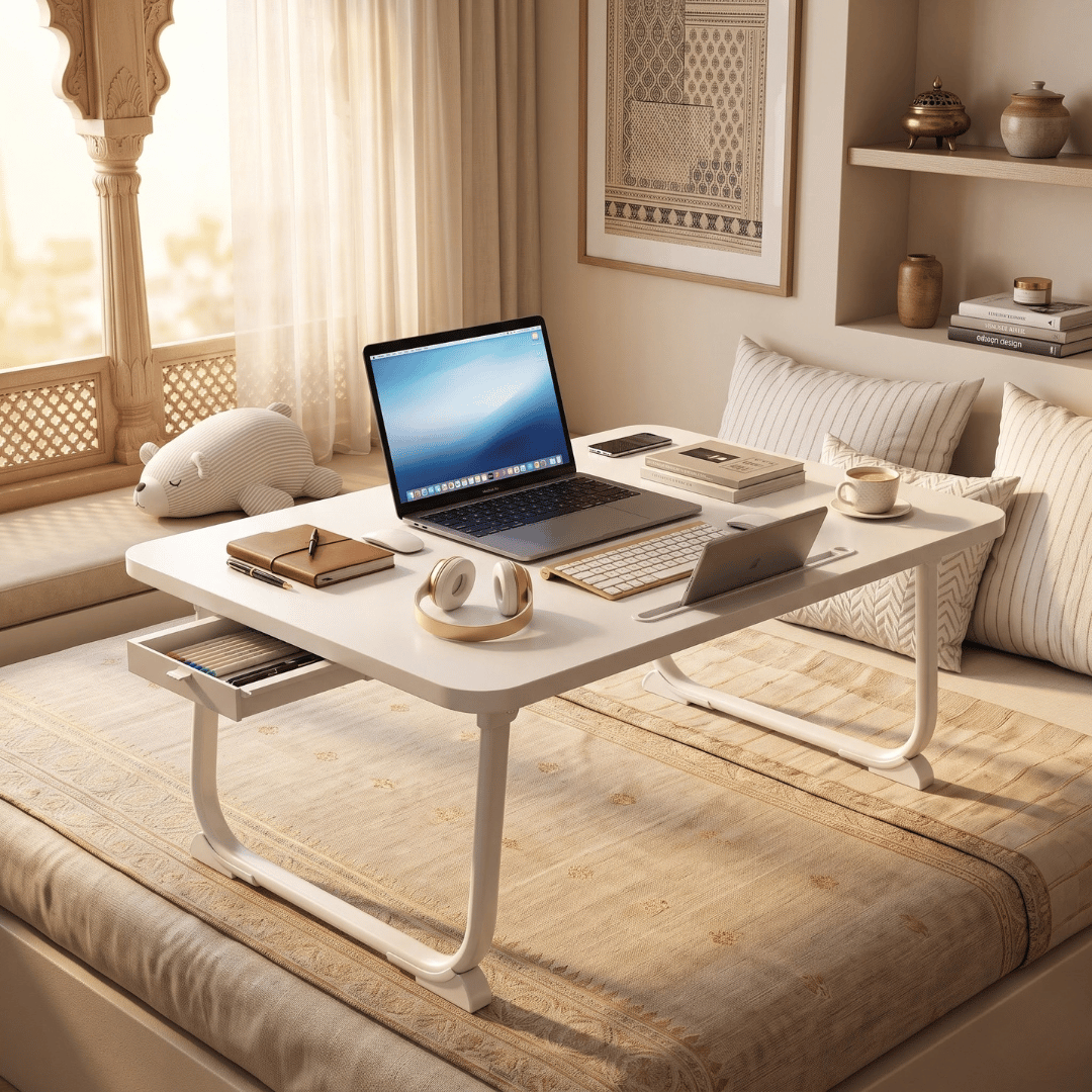 Portable Laptop Folding Bed Table with Card Slots and Drawer