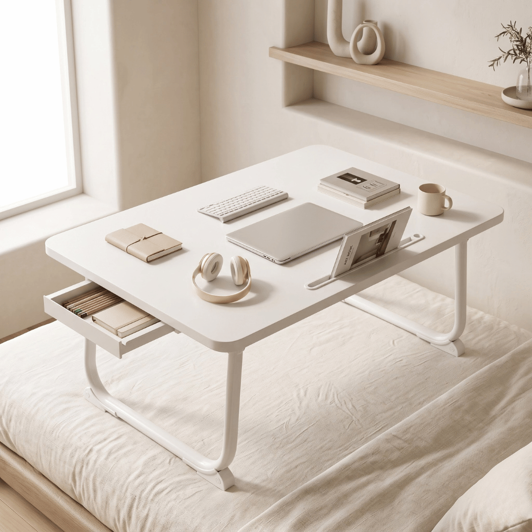 Portable Laptop Folding Bed Table with Card Slots and Drawer