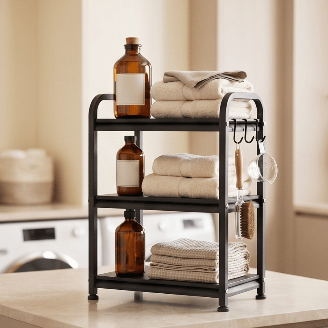 Multipurpose Metal Countertop Organizer Rack Modular Spice Shelf Standing Storage Kitchen Bathroom Pantry
