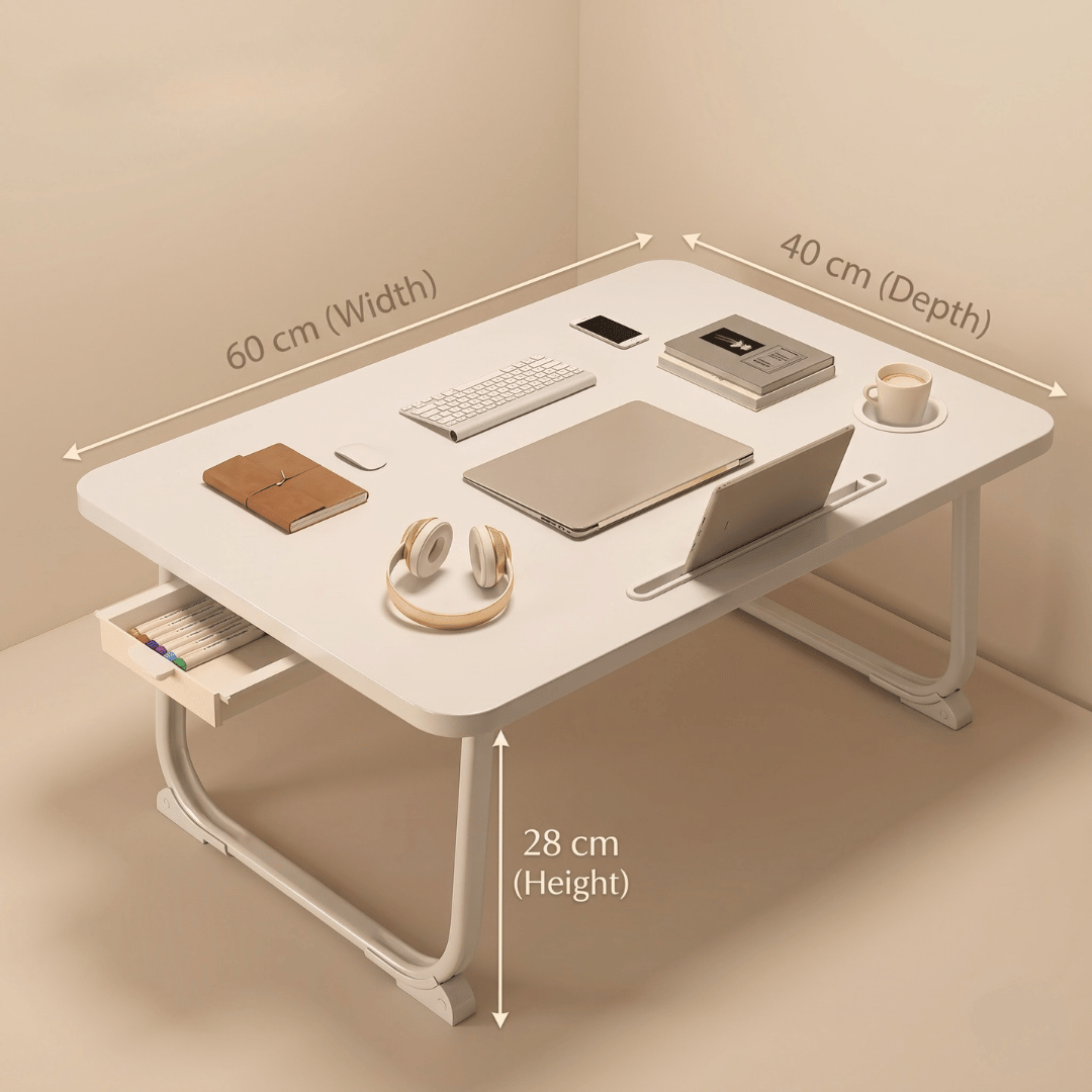 Portable Laptop Folding Bed Table with Card Slots and Drawer