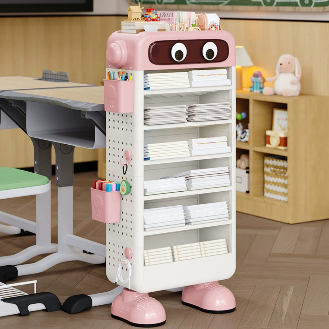 HOMERO Cute Multi-Layer Desk Storage Rack with Adjustable Side Basket