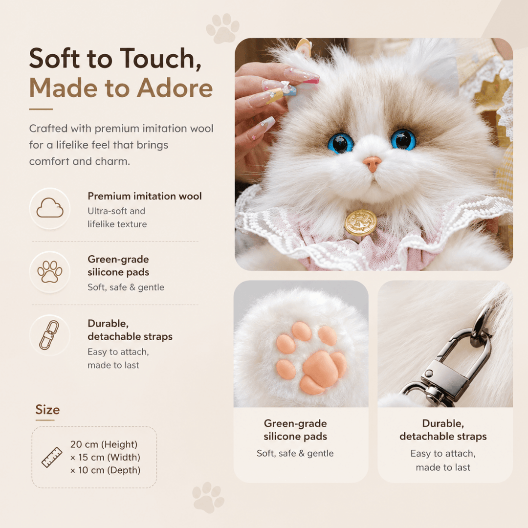 HOMERO Lifelike Stuffed Cat Shape Plush Travel Backpack