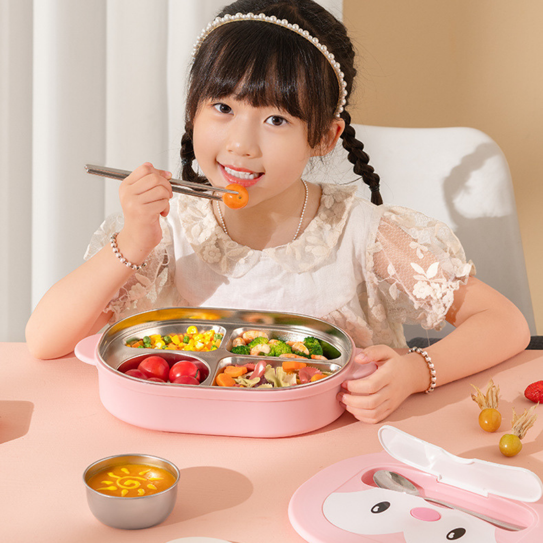 Homero 4-Compartment Cute Monkey Kids Stainless Steel Lunch Box