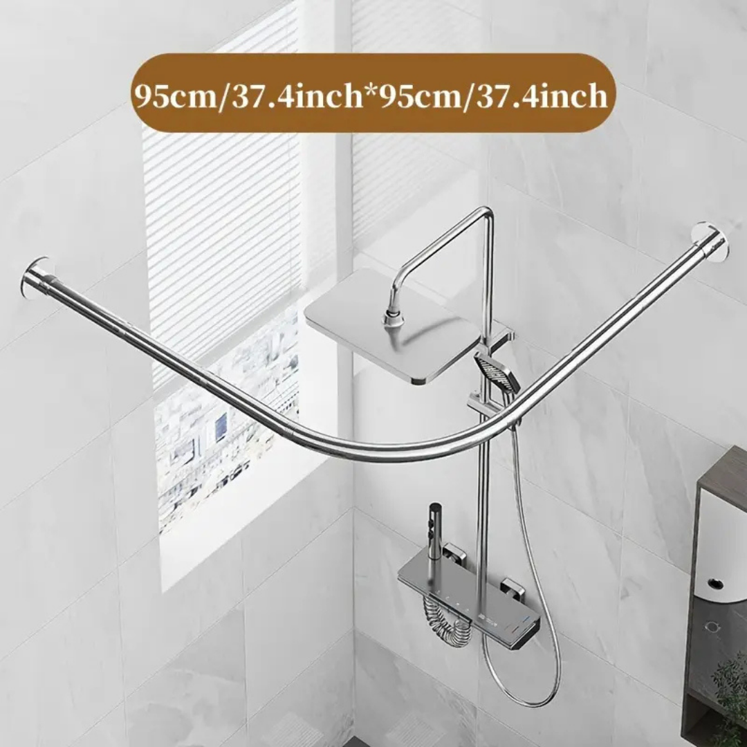 HOMERO Elegant L Shaped Adjustable Stainless Steel Corner Shower Curtain Rod