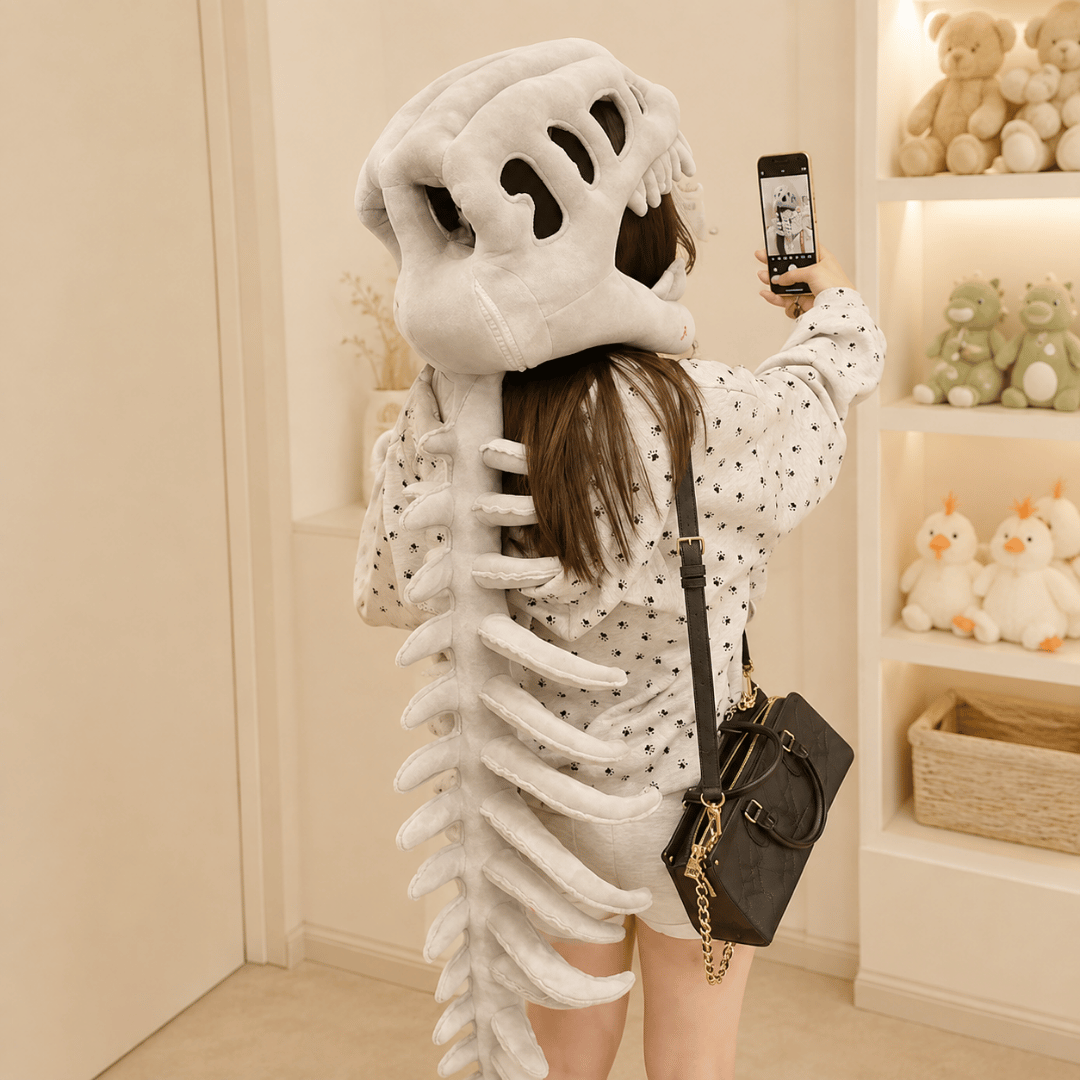 HOMERO Realistic Dinosaur Skeleton Costume with Skull Headpiece
