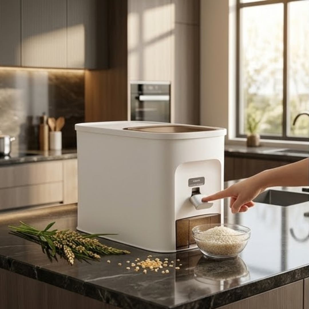 Airtight Quantitative Rice Storage Container with One Touch Dispenser (10kg)