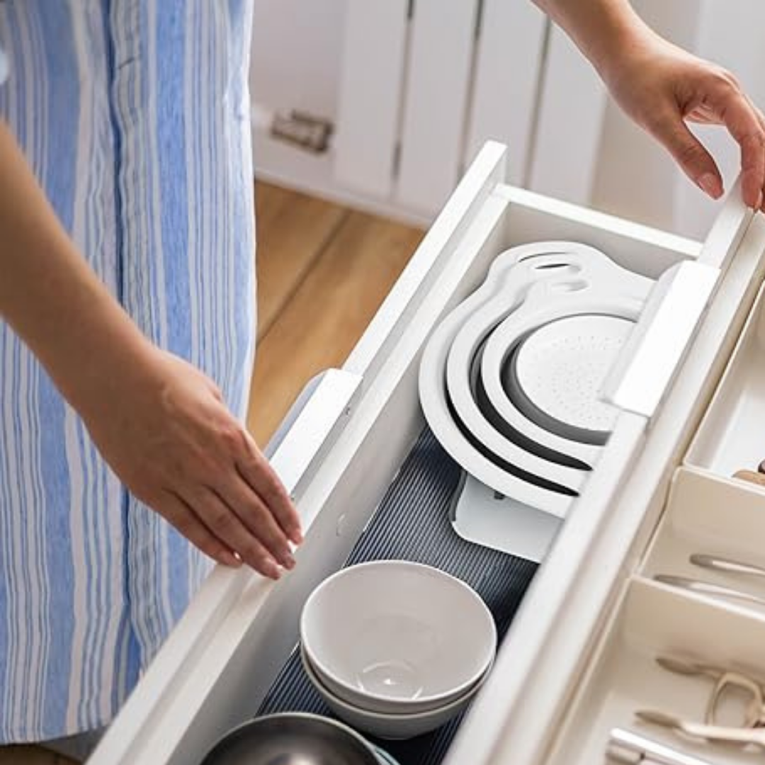 HOMERO Collapsible Colanders Space Saving Self Draining Base Set