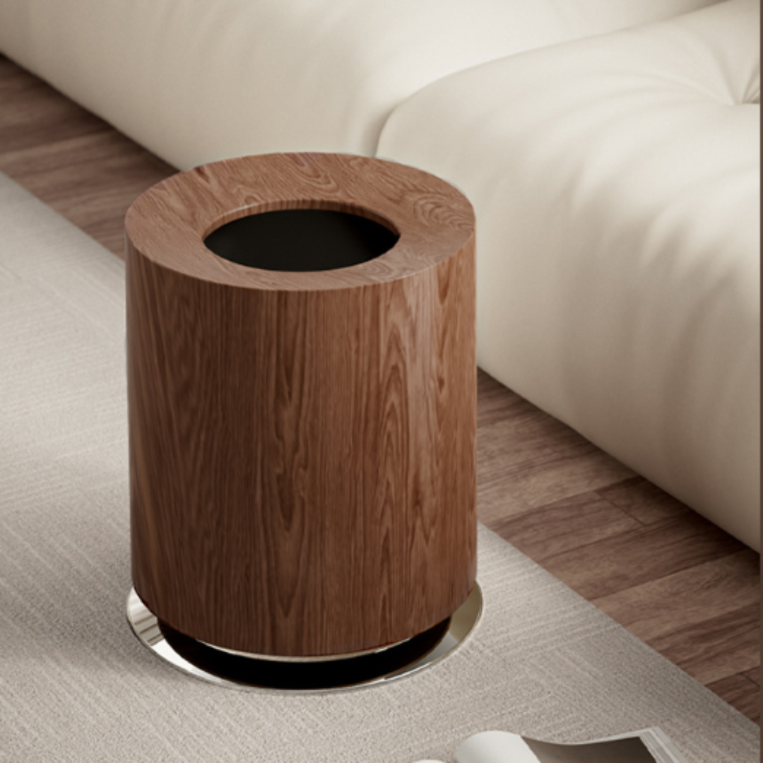 Luxury Wood Grain Trash Can