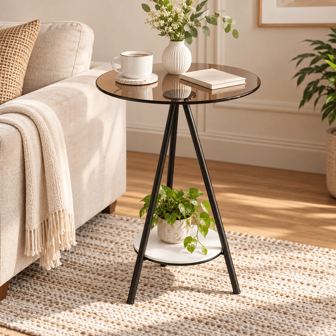Minimalist Round Tempered Glass Coffee Table