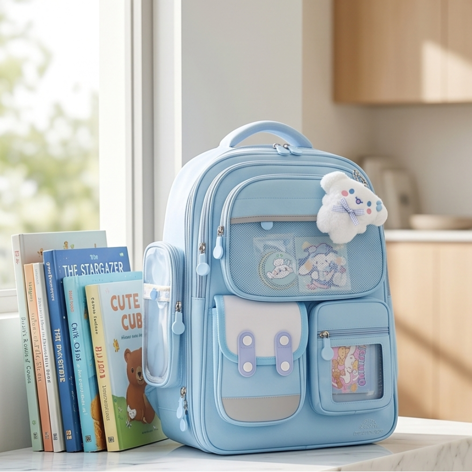 Korean Style School Kids Spacious Compartments Lightweight Backpack