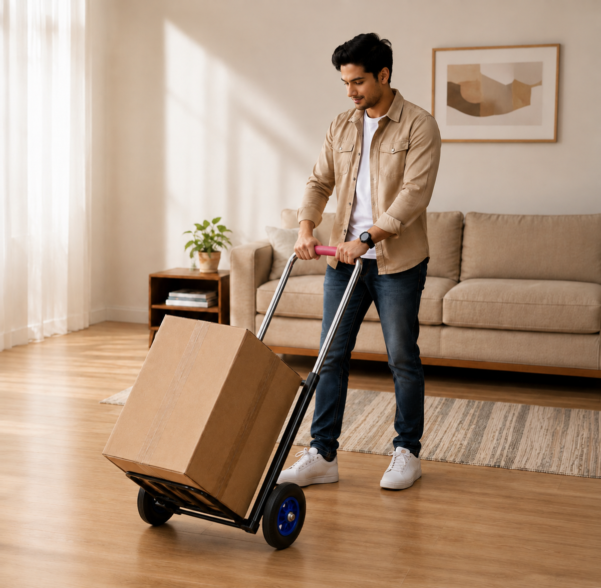 Heavy Duty Foldable Stair Climbing Hand Truck Trolley with Adjustable Handle