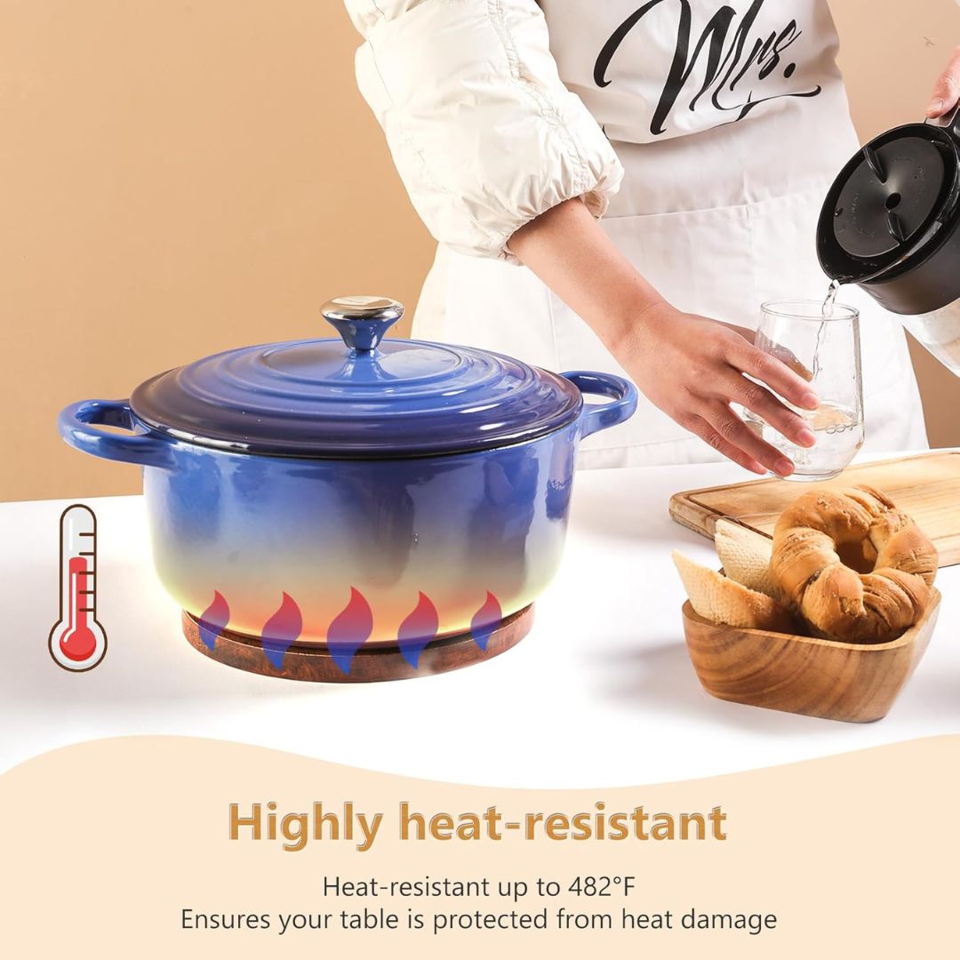 Magnetic Wooden Trivet with Heat Resistant Silicone Rings