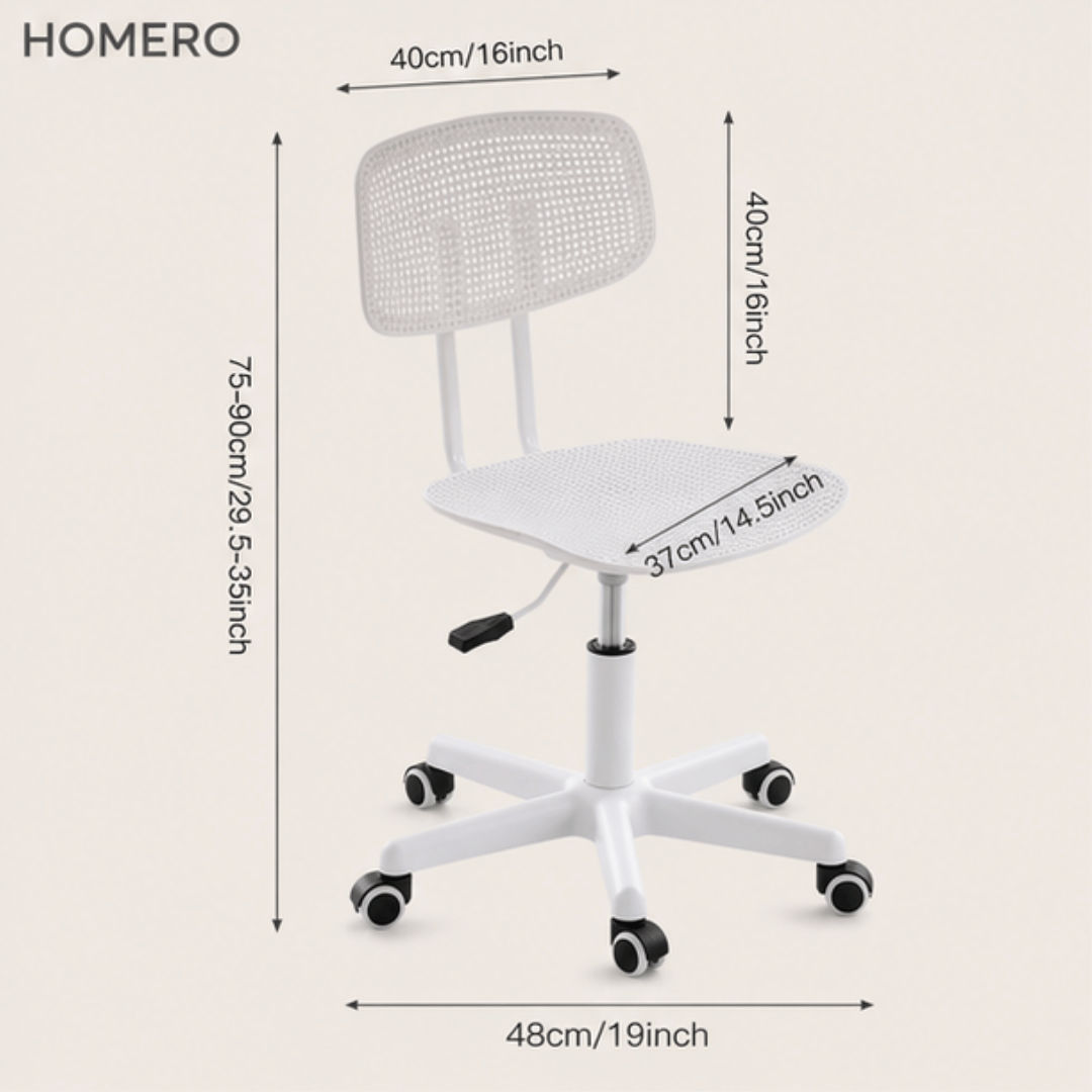 Ergonomic Armless Swivel Office Chair with Breathable Seat