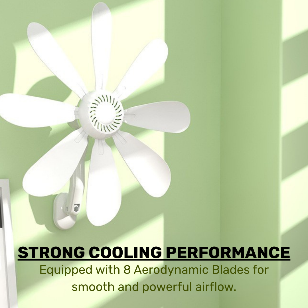 Portable 3 in 1 Rechargeable Wall Mount Clip Table Fan - 8 Blade