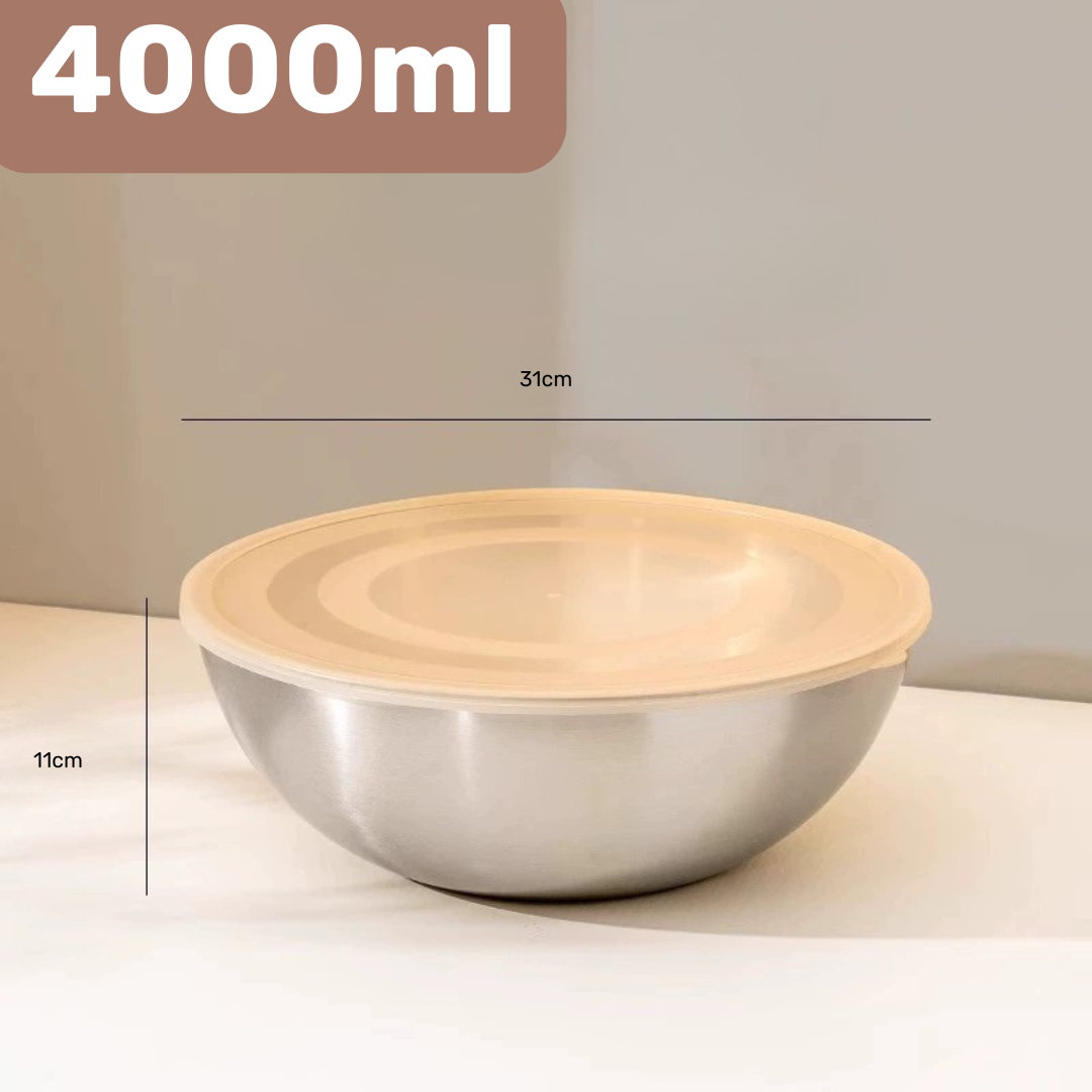 Premium 304 Stainless Steel Mixing Bowl with Measuring Scale and Lid