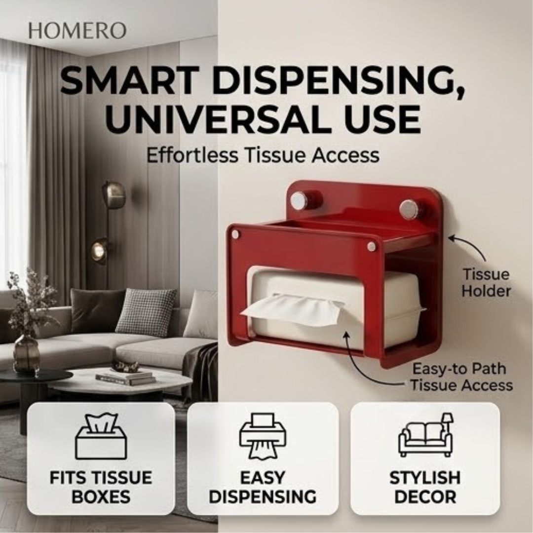 Wall Mounted Suction Cup Tissue Storage Organizer
