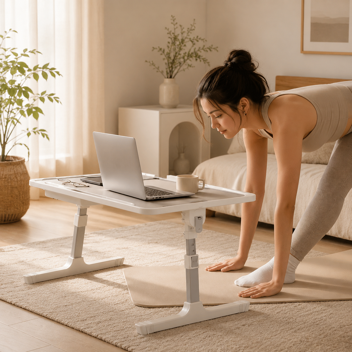 Homero Premium Foldable Bed Table Adjustable Height Multifunction Table with Light