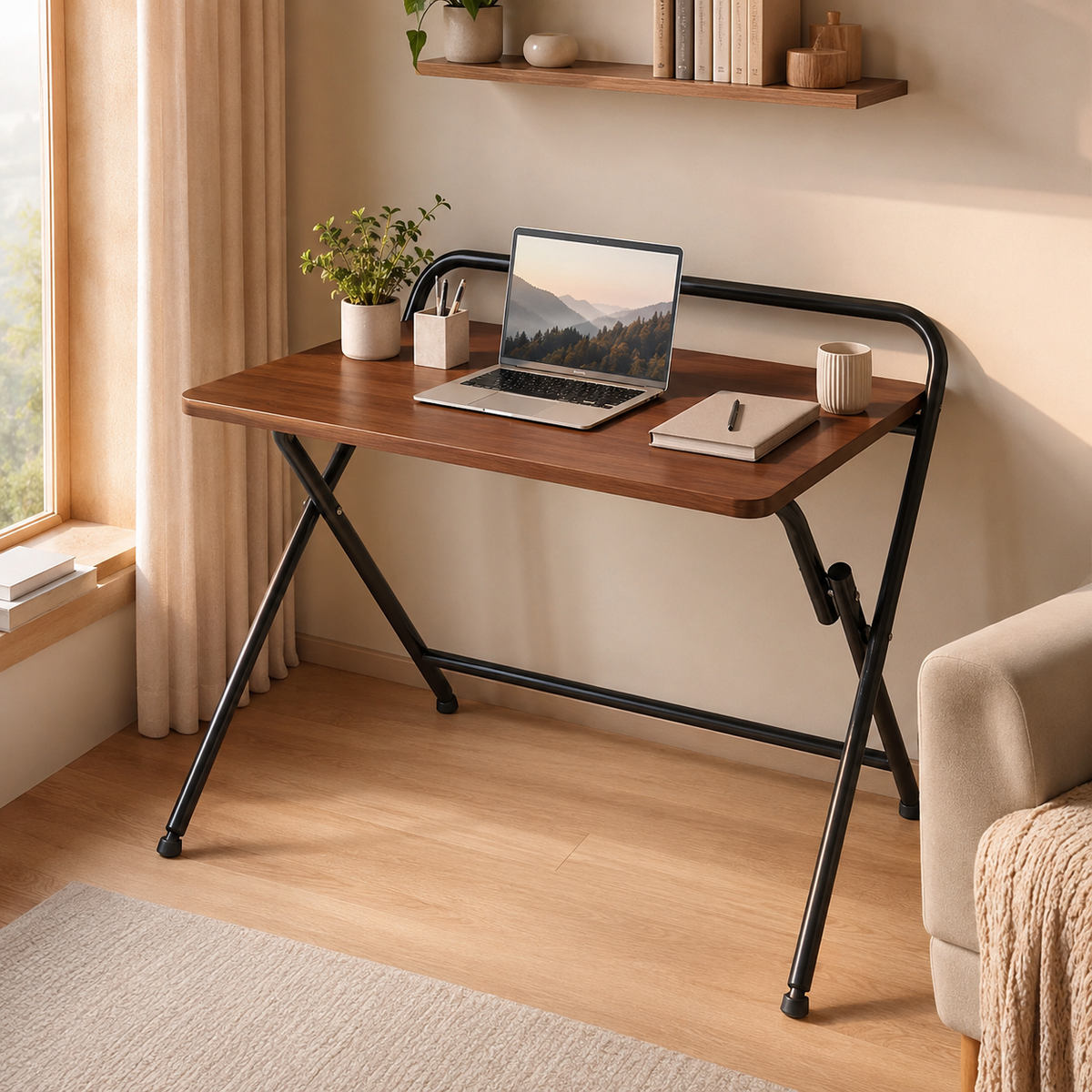 Portable Foldable Office and Study Table with Adjustable Feet