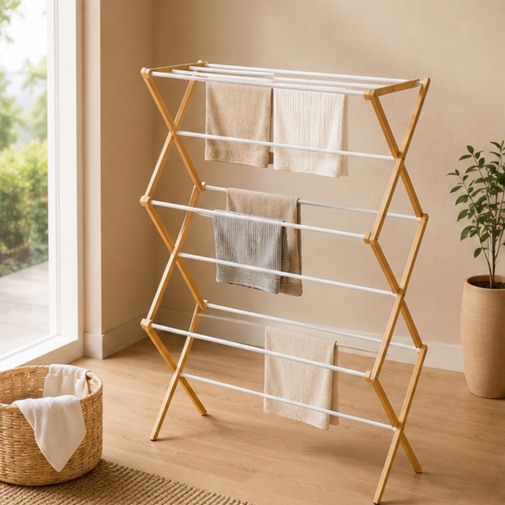Multipurpose Floor Standing Foldable Laundry Drying Rack