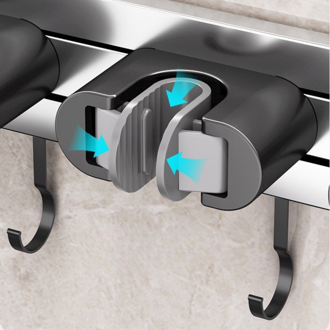 Wall Mounted Sliding Mop and Broom Holder Organizer with Strong Suction Cup