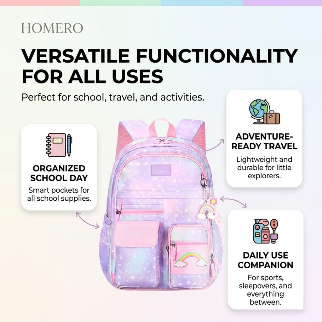 Korean Style Rainbow Print Waterproof School Backpack