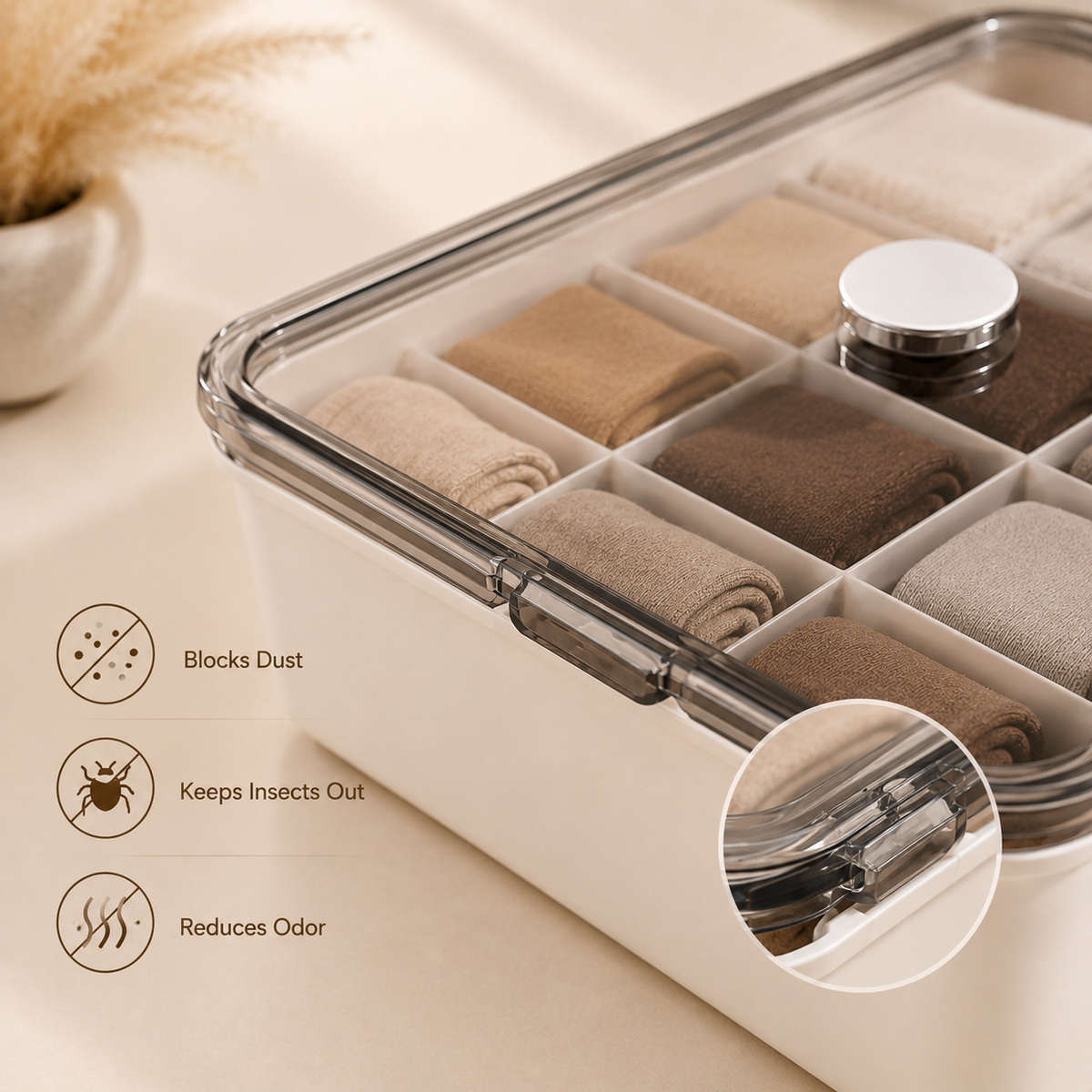 Smart Compartment Airtight Stackable Multipurpose Cloth Storage Organizer