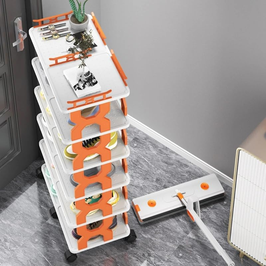 Movable Multi-Layer Double Row Shoe Rack