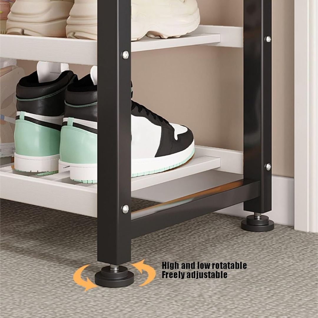 Premium Bamboo Shoe Rack with Carbon Steel Frame