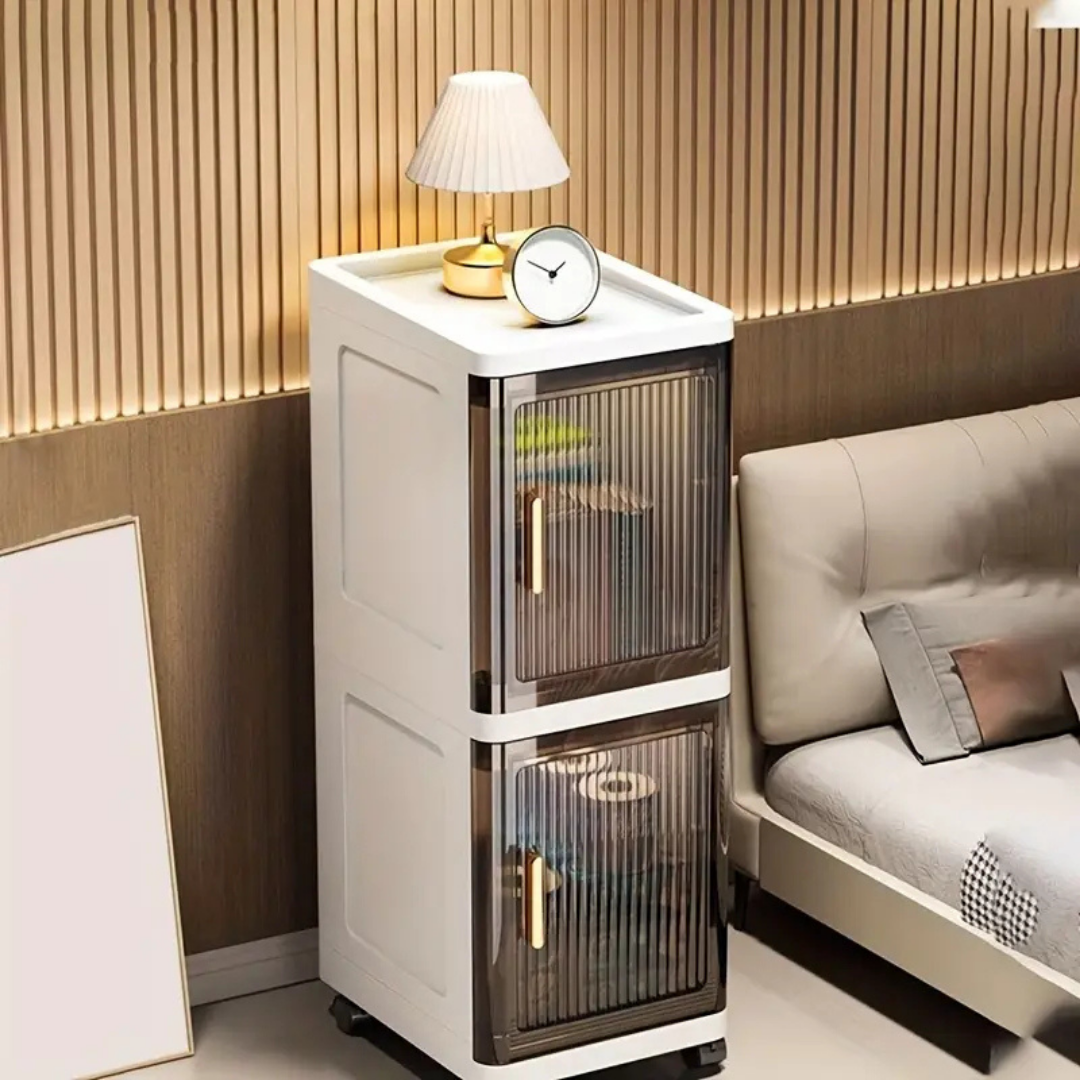 HOMERO Multi-Use Slim Bathroom Transparent Doors Storage Cabinet