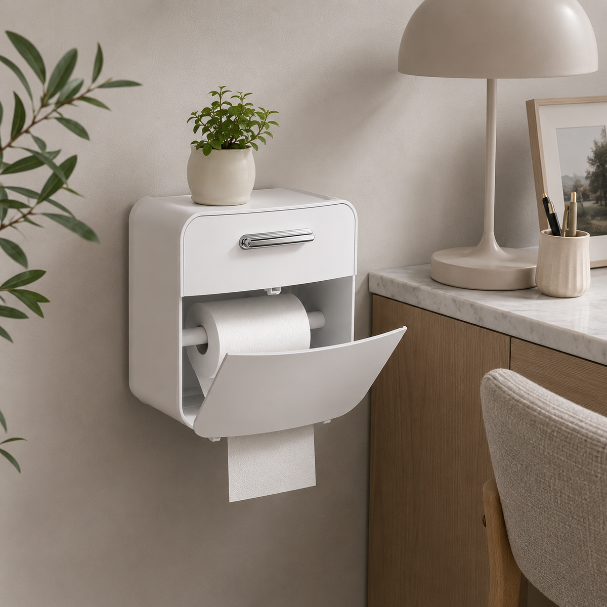 Wall Mounted Waterproof Toilet Tissue Storage Organizer Box