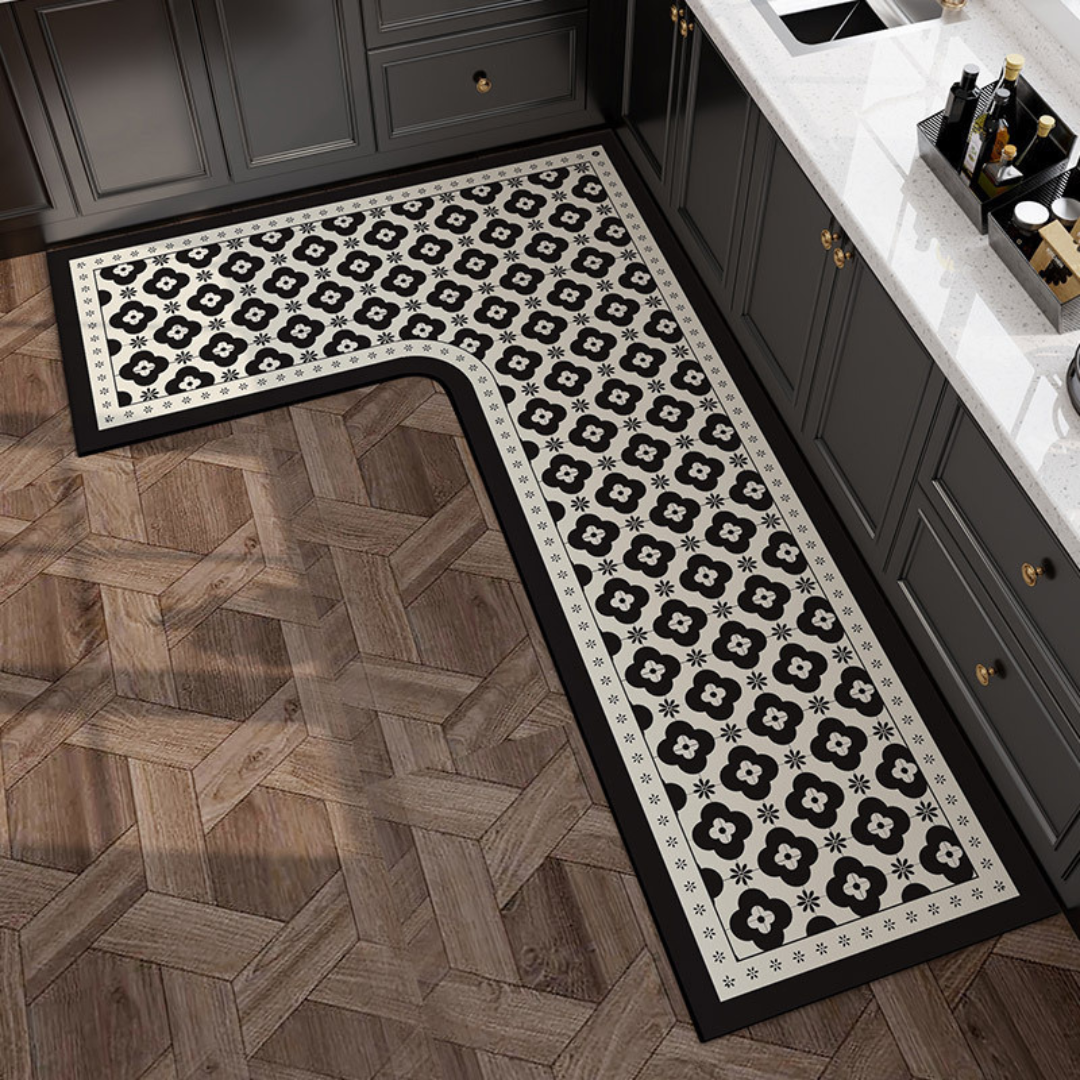 Homero Non-Slip L-Shaped Kitchen Rug with Rubber Backing