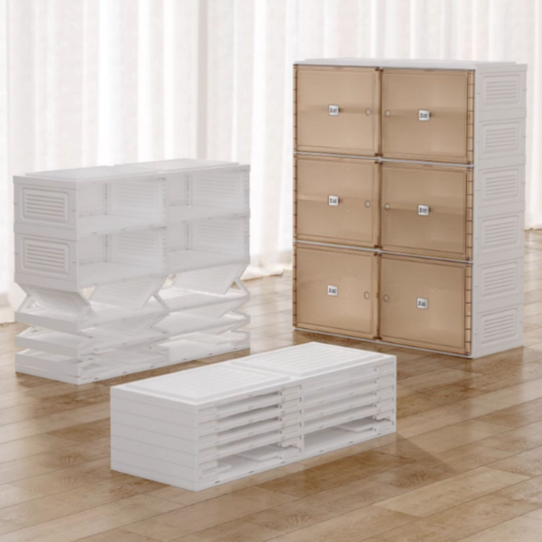 Double Compartments Installation Free Folding Shoe Cabinet