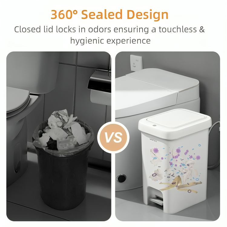 HOMERO Compact Pop Up Lid Pedal Dual Opening Trash Can