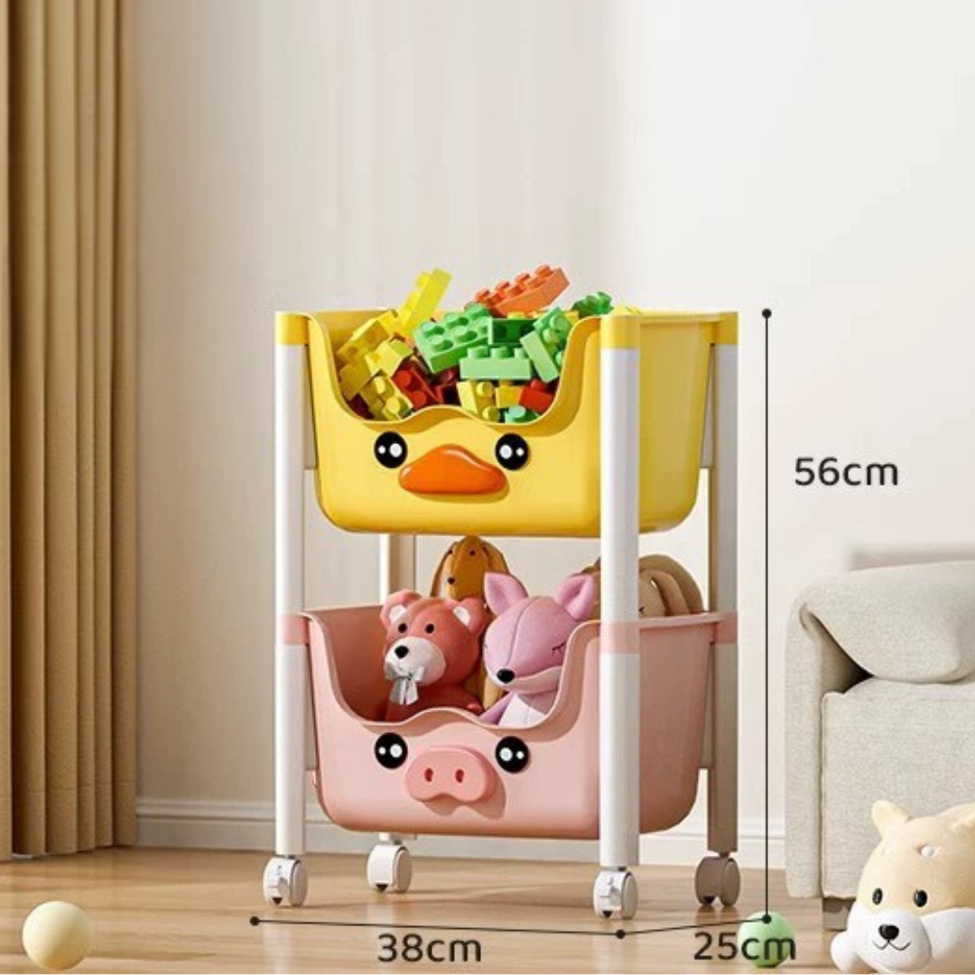 Multi-Purpose Cute Cartoon Storage Cart with Wheels