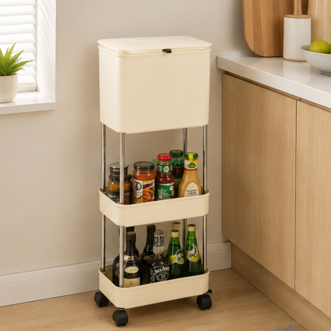 Multi Layer Dry Wet Separation Storage Cart with Wheels