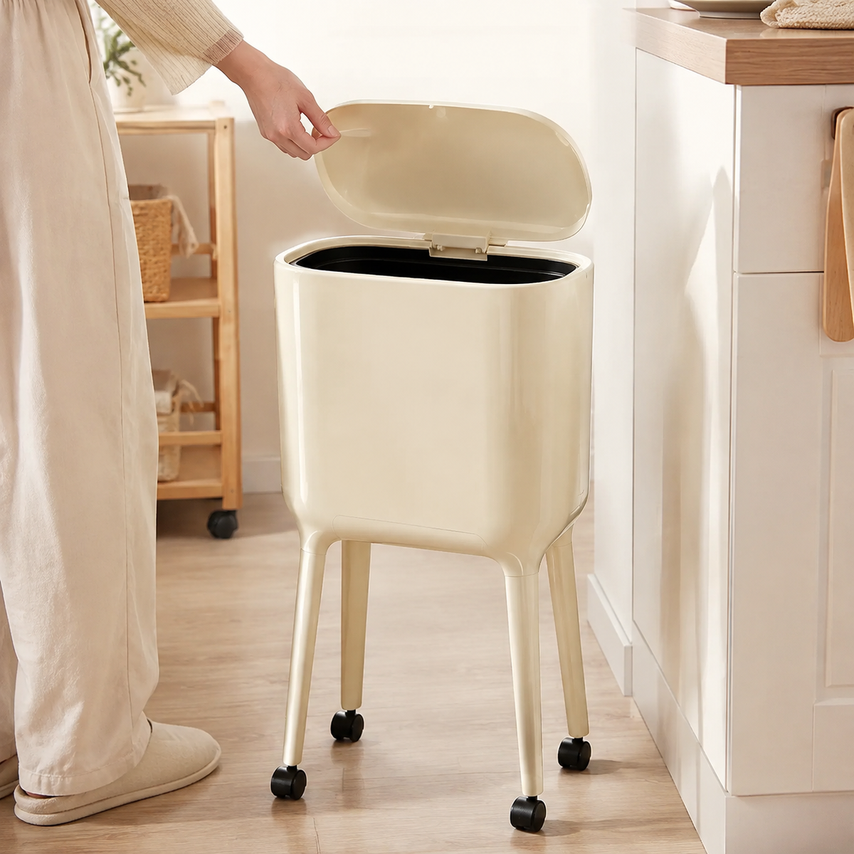HOMERO Nordic Style High Foot Push Lid Trash Can - 16L