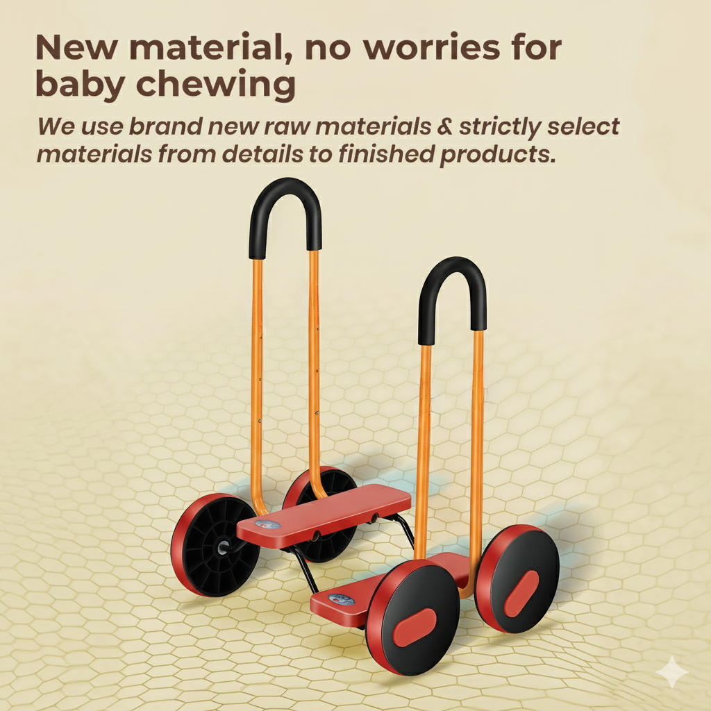 Homero Kids Sensory Balance Scooter with Handrail Outdoor Training Toy (Red Color)