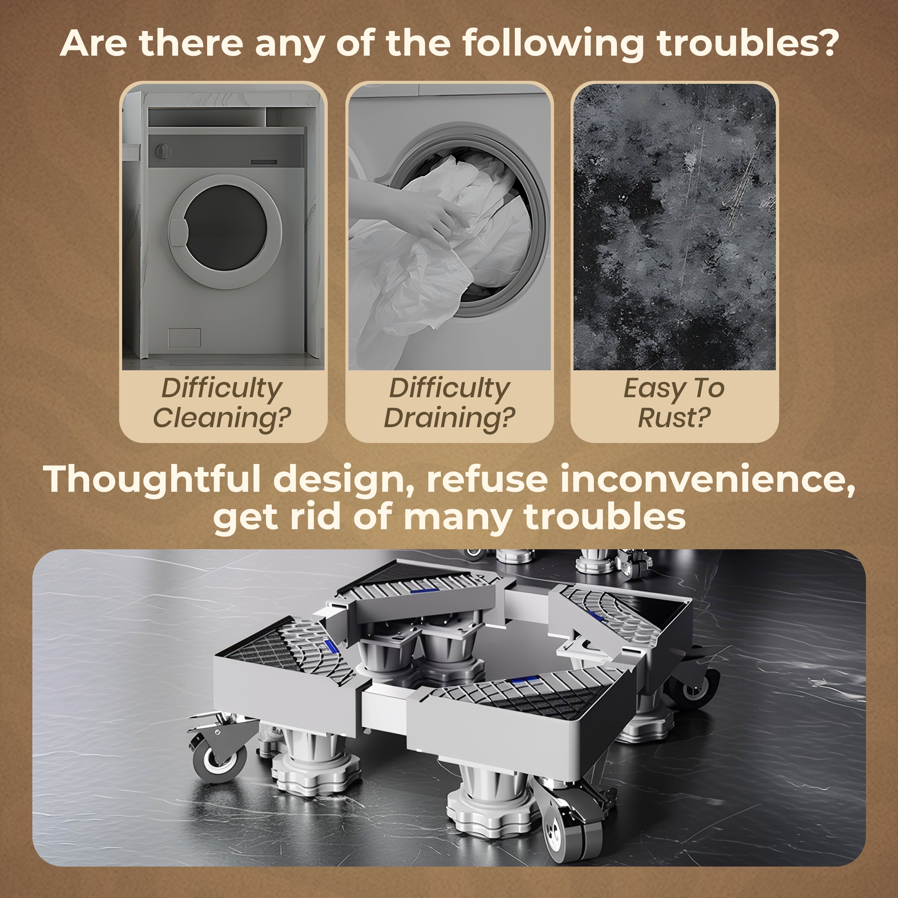 Homero Adjustable Mobile Appliance Stand with Wheels and Feet