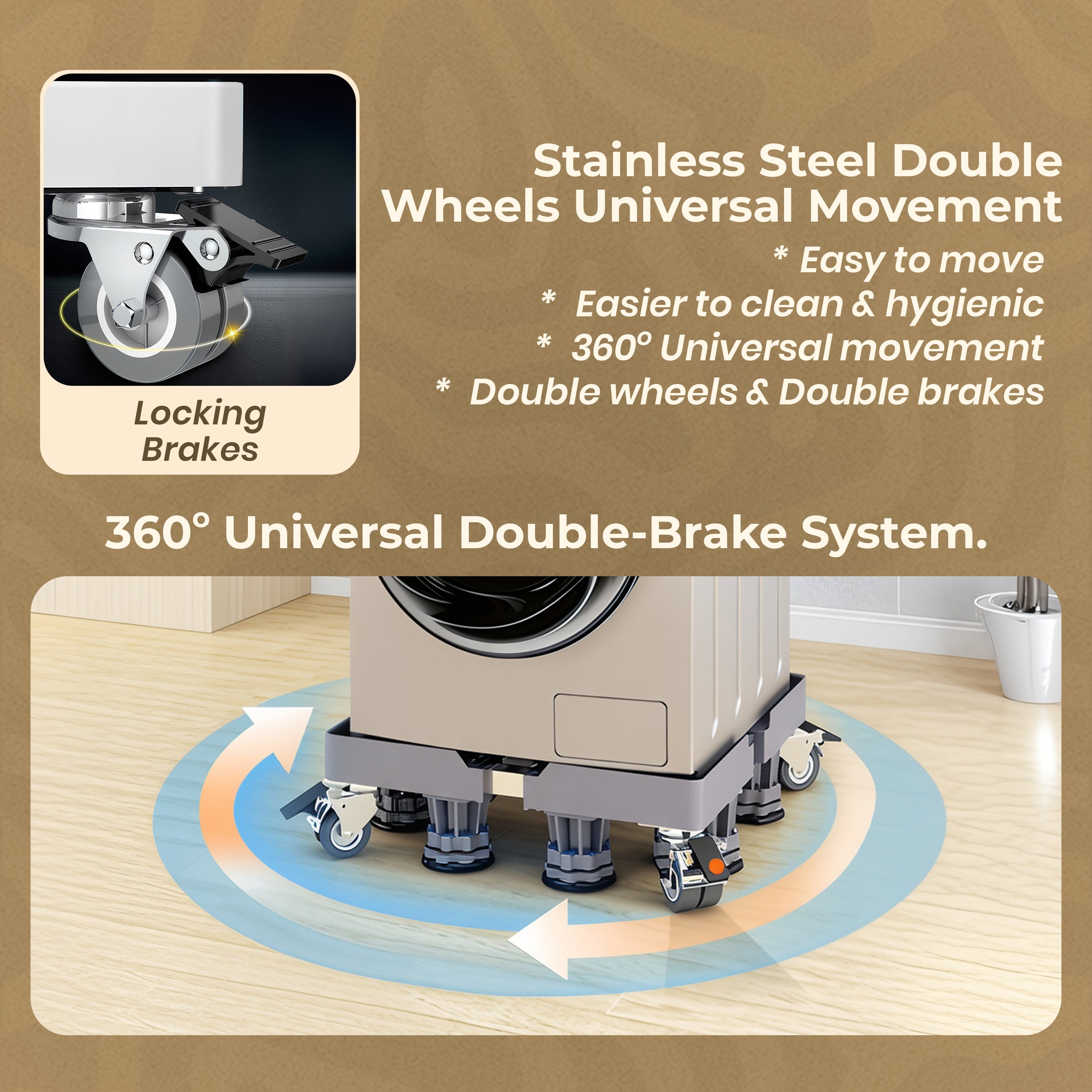 Homero Adjustable Mobile Appliance Stand with Wheels and Feet