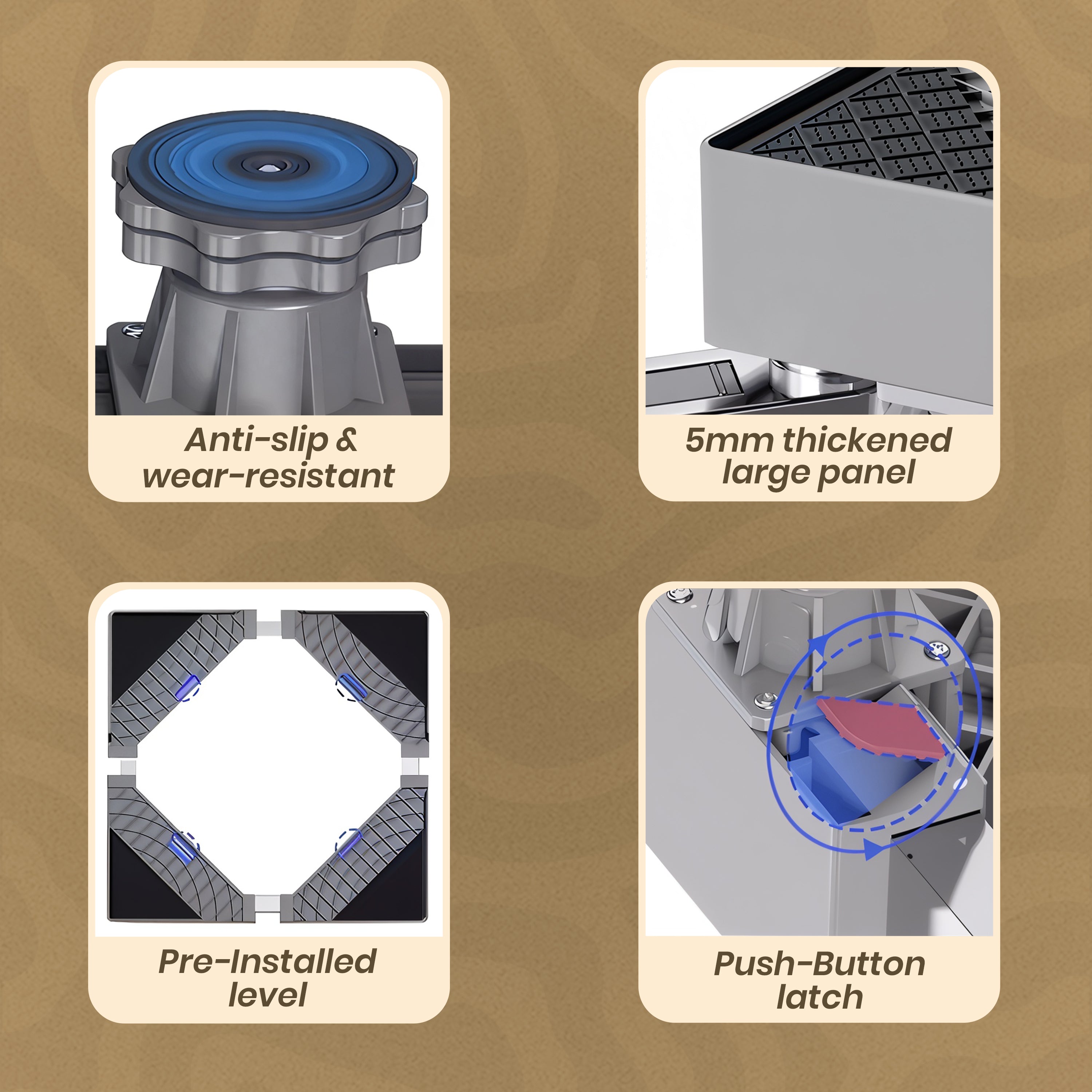 Homero Adjustable Mobile Appliance Stand with Wheels and Feet