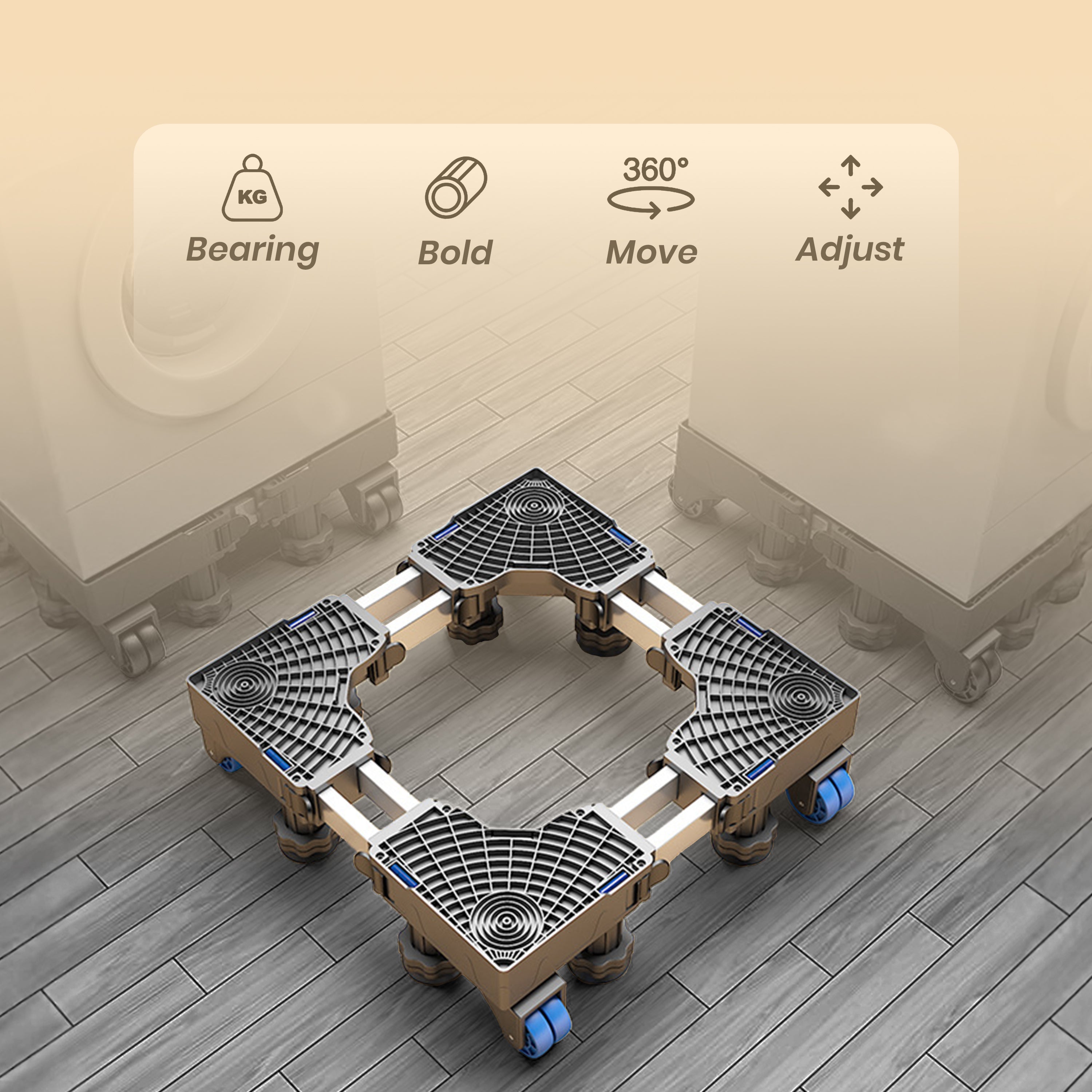 Homero Adjustable Mobile Appliance Stand with Wheels and Feet