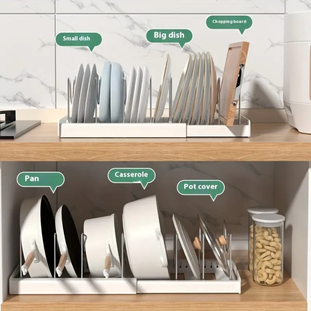 HOMERO Adjustable Stainless Steel Telescopic Pot Lid Pan Organizer