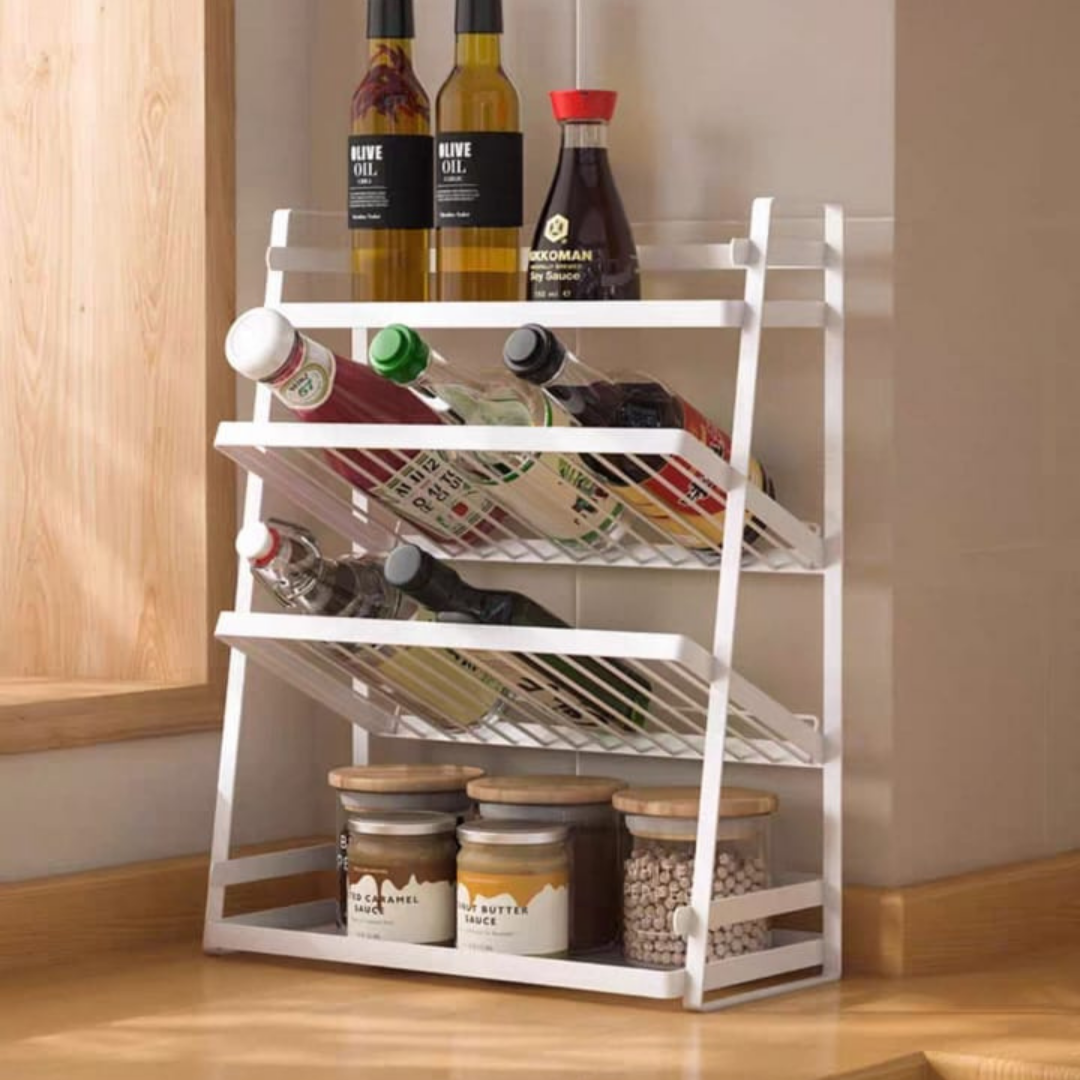 HOMERO4 Tier Carbon Steel Kitchen Storage Spice Organizer Shelf