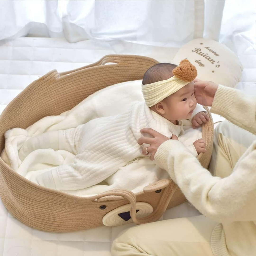 Homero Portable Neutral Cotton Design Baby Basket Crib