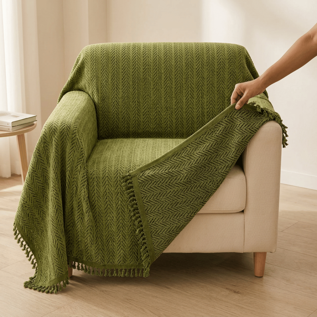 Reversible Elegant Chenille Fabric Wrinkle-Resistant Build Sofa Cover