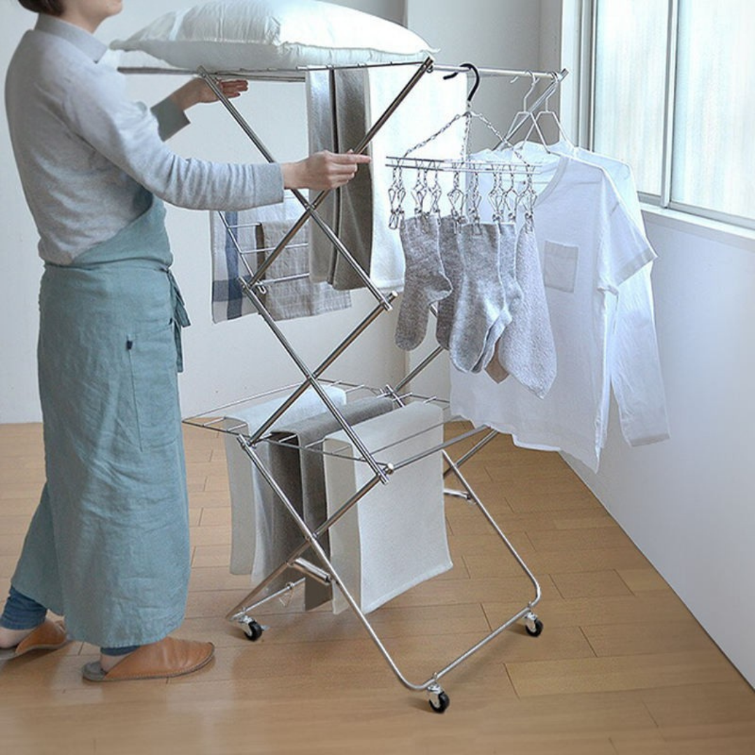 HOMERO Multi-Layer Space Saving Stainless Steel Foldable Drying Rack
