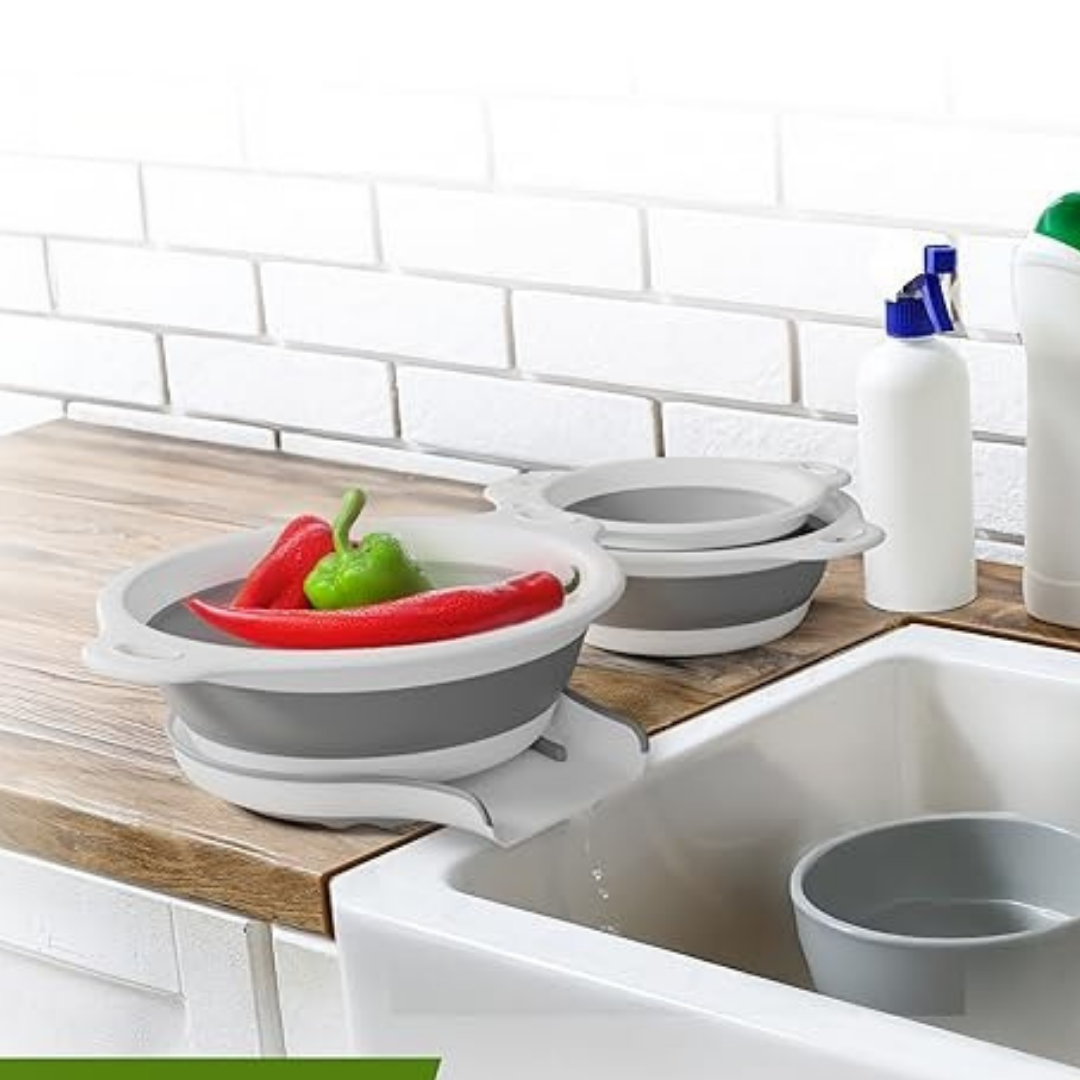 HOMERO Collapsible Colanders Space Saving Self Draining Base Set