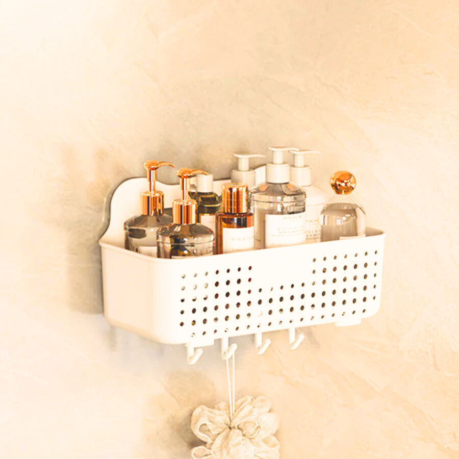 Homero Wall-Mounted Multi-Purpose Storage Basket with Hooks